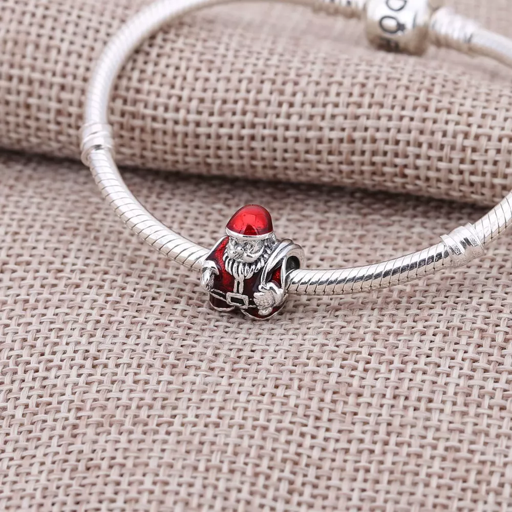 Charm PANDORA de Prata e Esmalte Papai Noel - 791231ENMX
