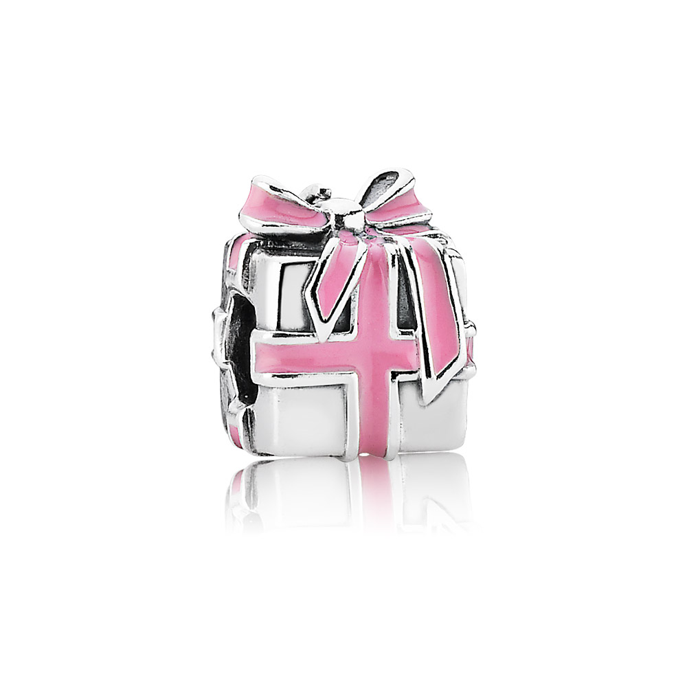 charm pandora de prata e esmalte presente 791132en24