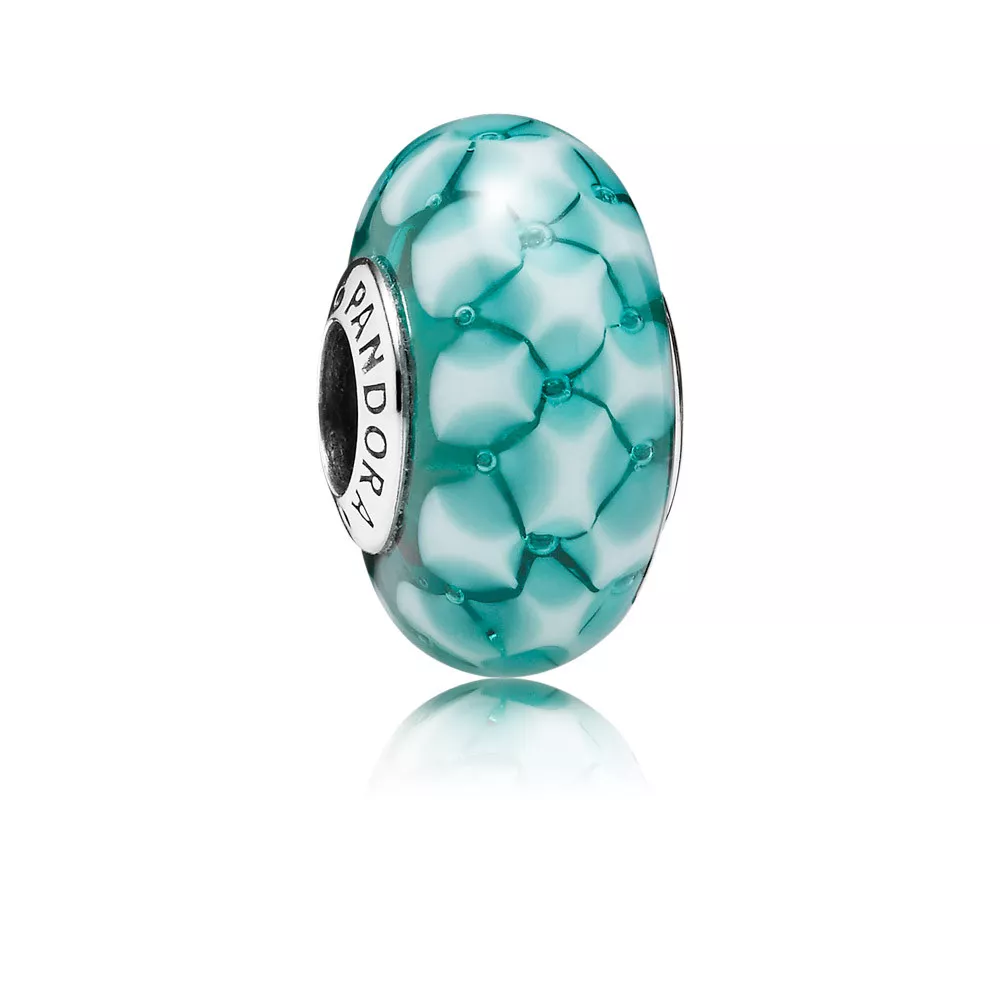 charm pandora de prata e murano corais verde água 791625