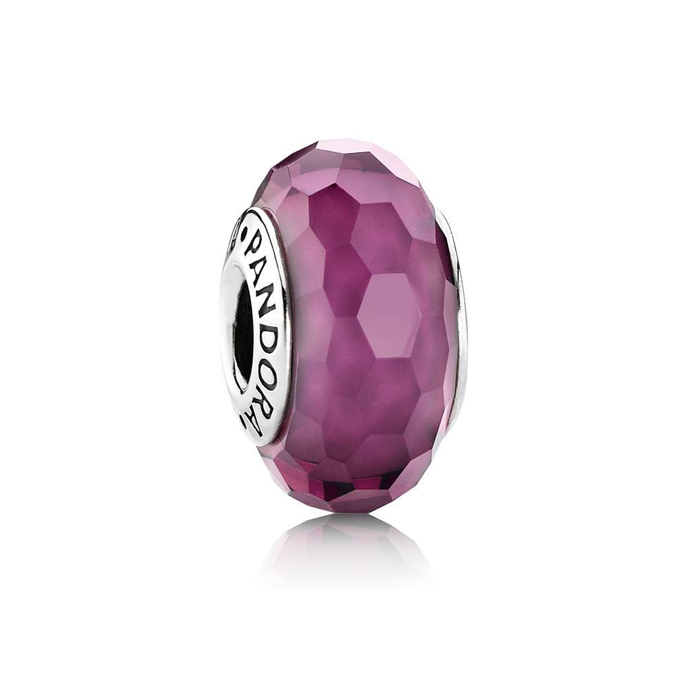 charm pandora de prata e murano facetado lilás 791071