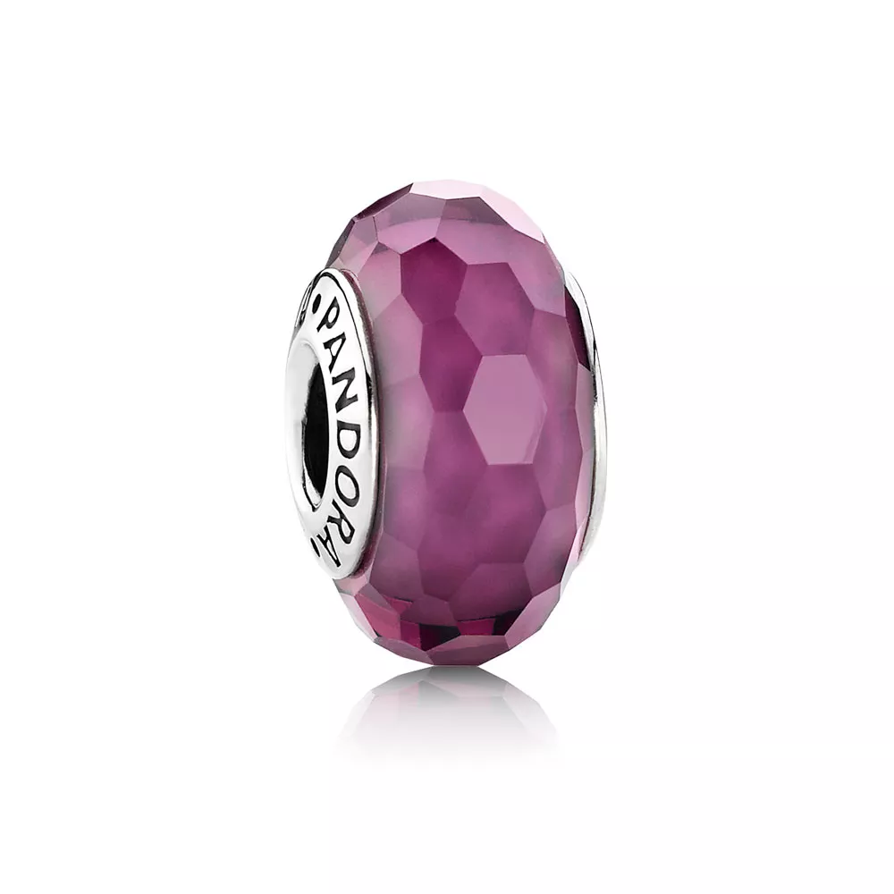 charm pandora de prata e murano facetado lilás 791071
