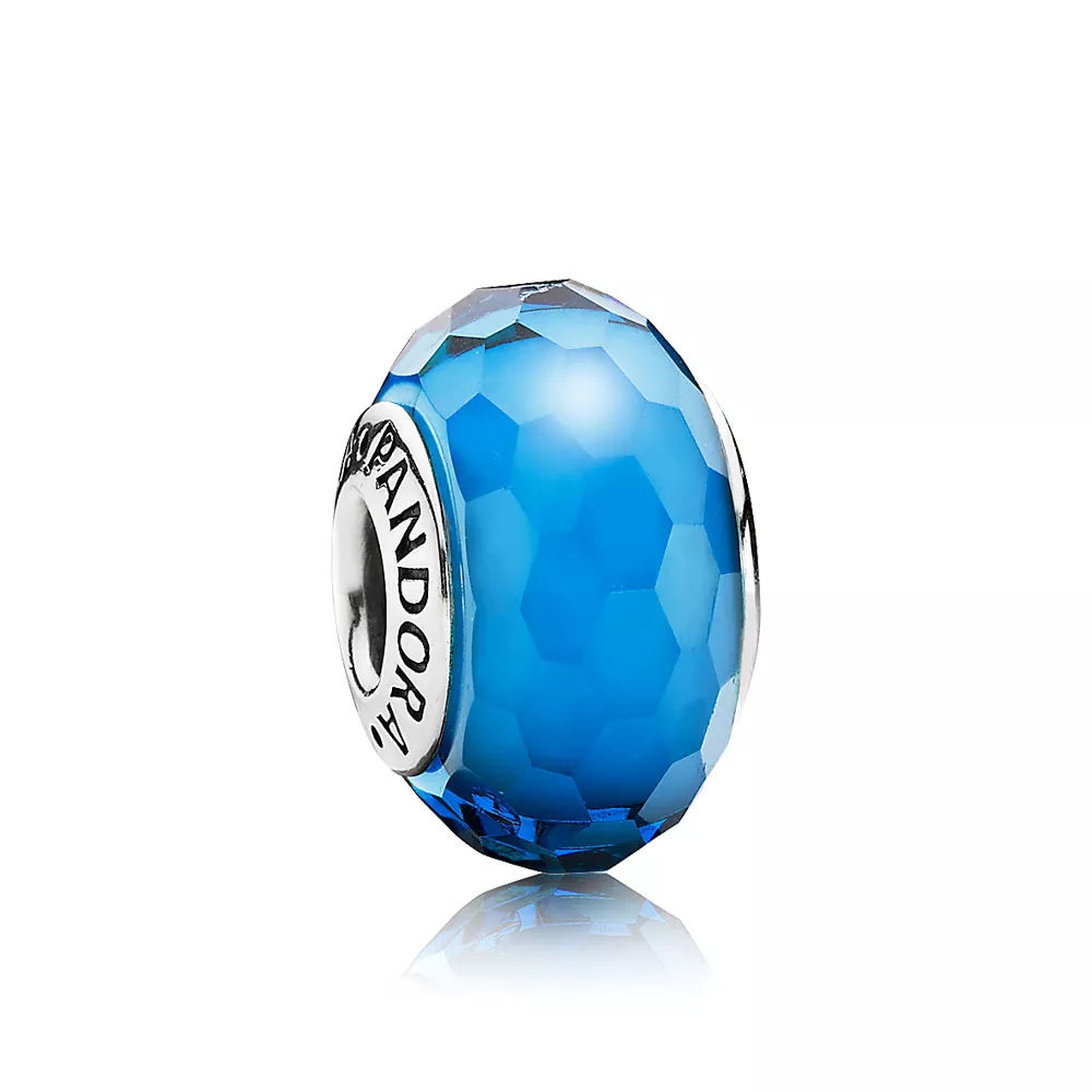 charm pandora de prata e murano facetado turquesa 791607