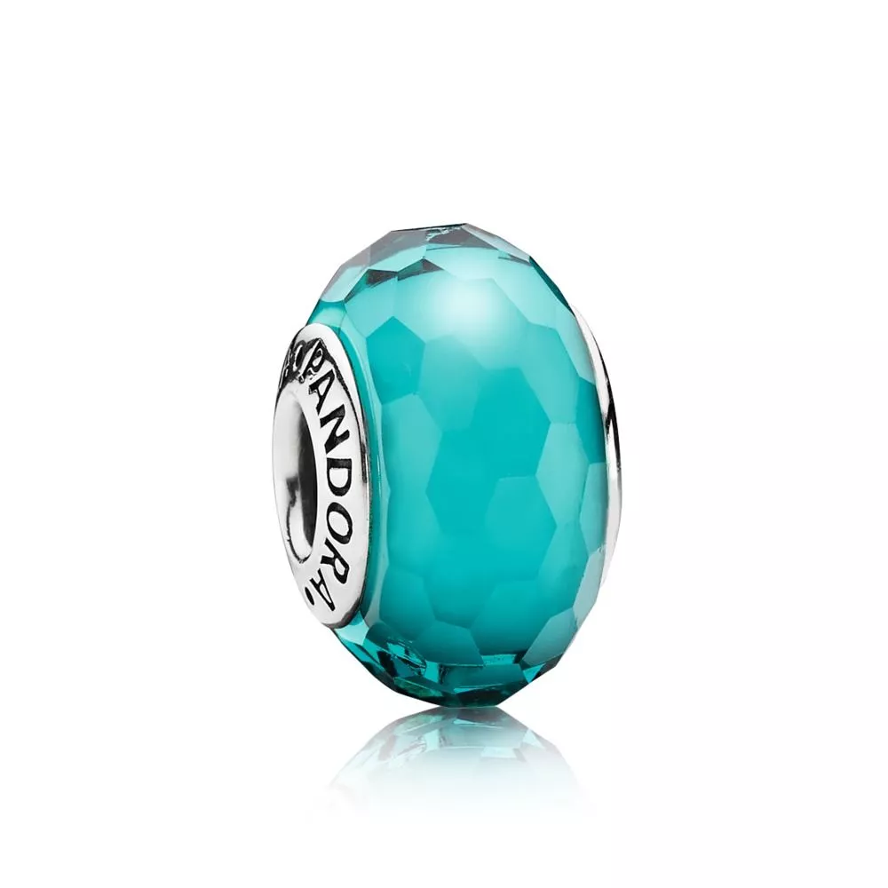 charm pandora de prata e murano facetado verde 791606