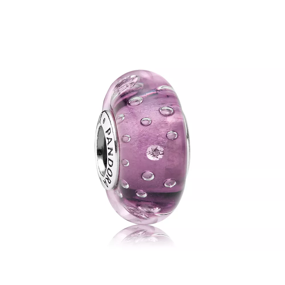 charm pandora de prata e murano fizzle lilás 791616cz