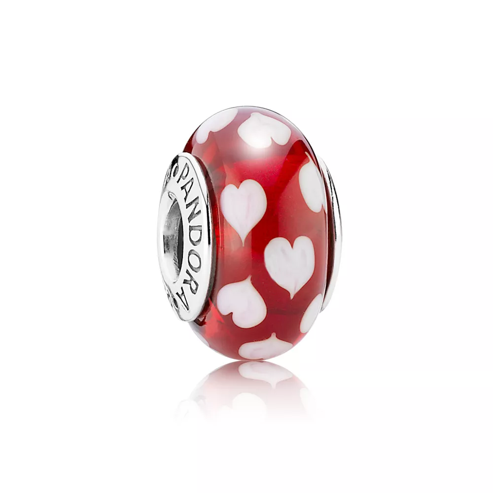 charm pandora de prata e murano vermelho apaixonado 790948