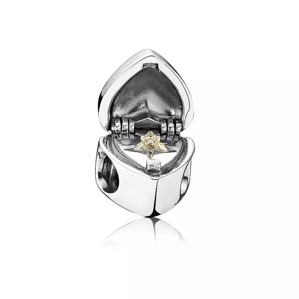charm pandora de prata e ouro eu te amo 791247cz