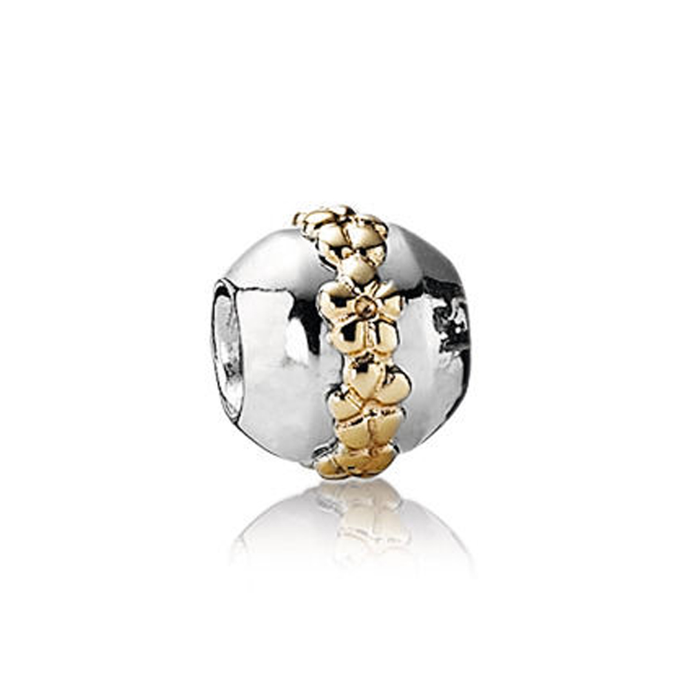 charm pandora de prata e ouro flor de saturno 790179
