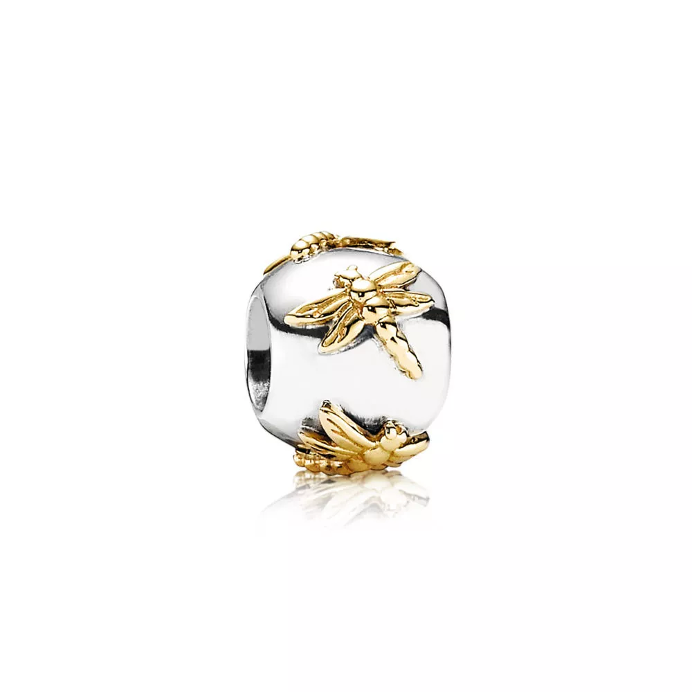 Charm PANDORA de Prata e Ouro Mini Libélulas - 790898