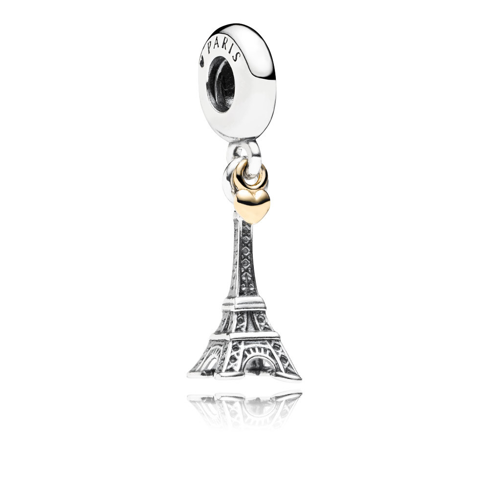 charm pandora de prata e ouro pendente torre eiffel 791302