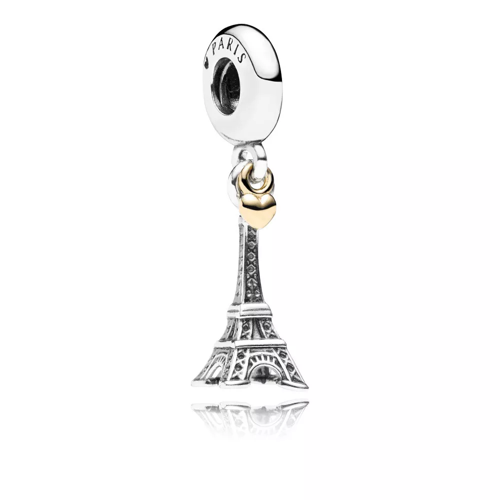Charm PANDORA de Prata e Ouro Pendente Torre Eiffel - 791302