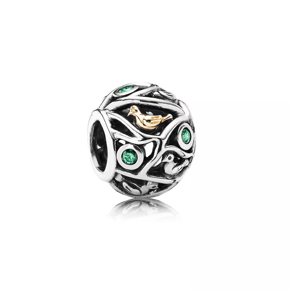 Charm PANDORA de Prata e Ouro Pássaros da Floresta - 791213CZN