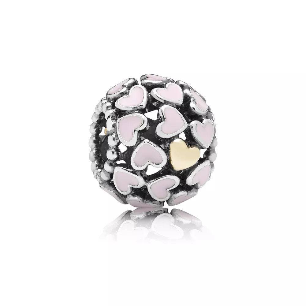 Charm PANDORA de Prata e Ouro Vazado Multi Corações - 791283EN40