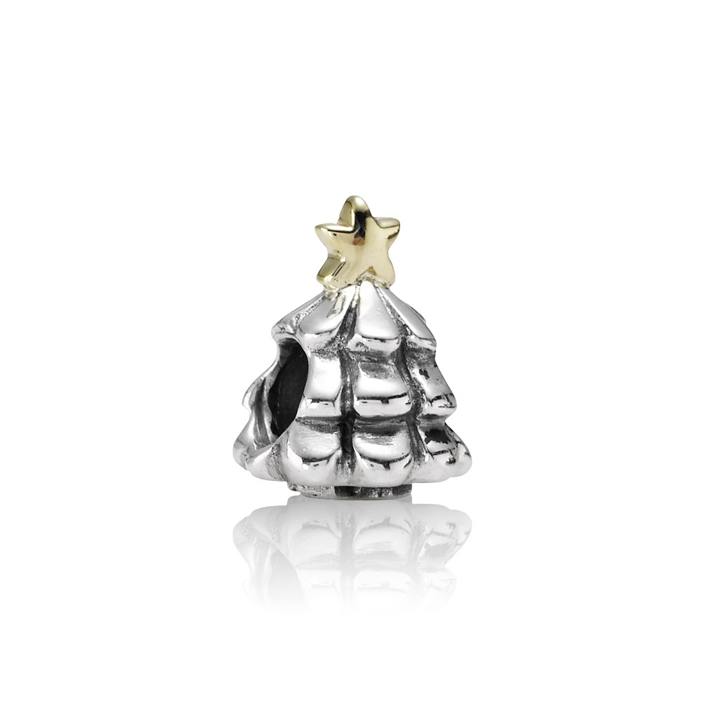charm pandora de prata e ouro árvore de natal 790365