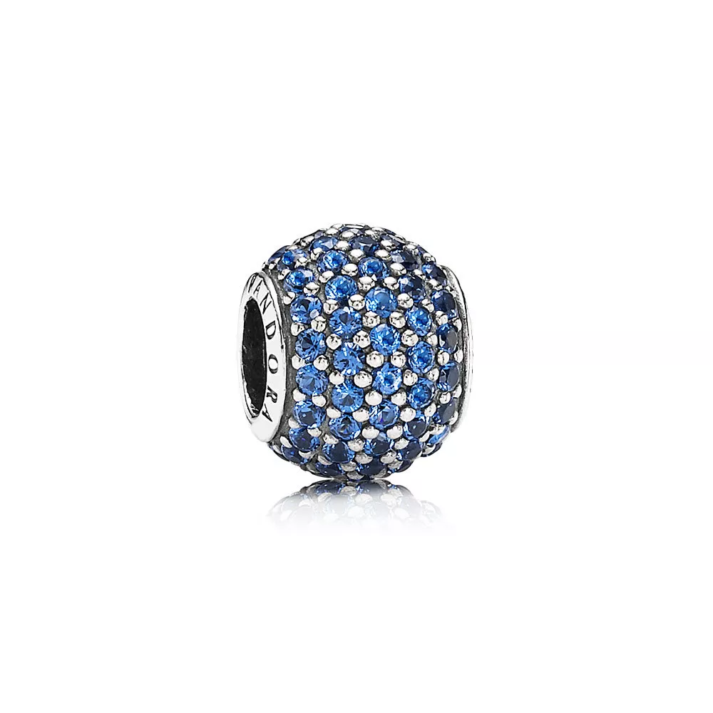 charm pandora de prata e pavê de zircônias azul 791051ncb