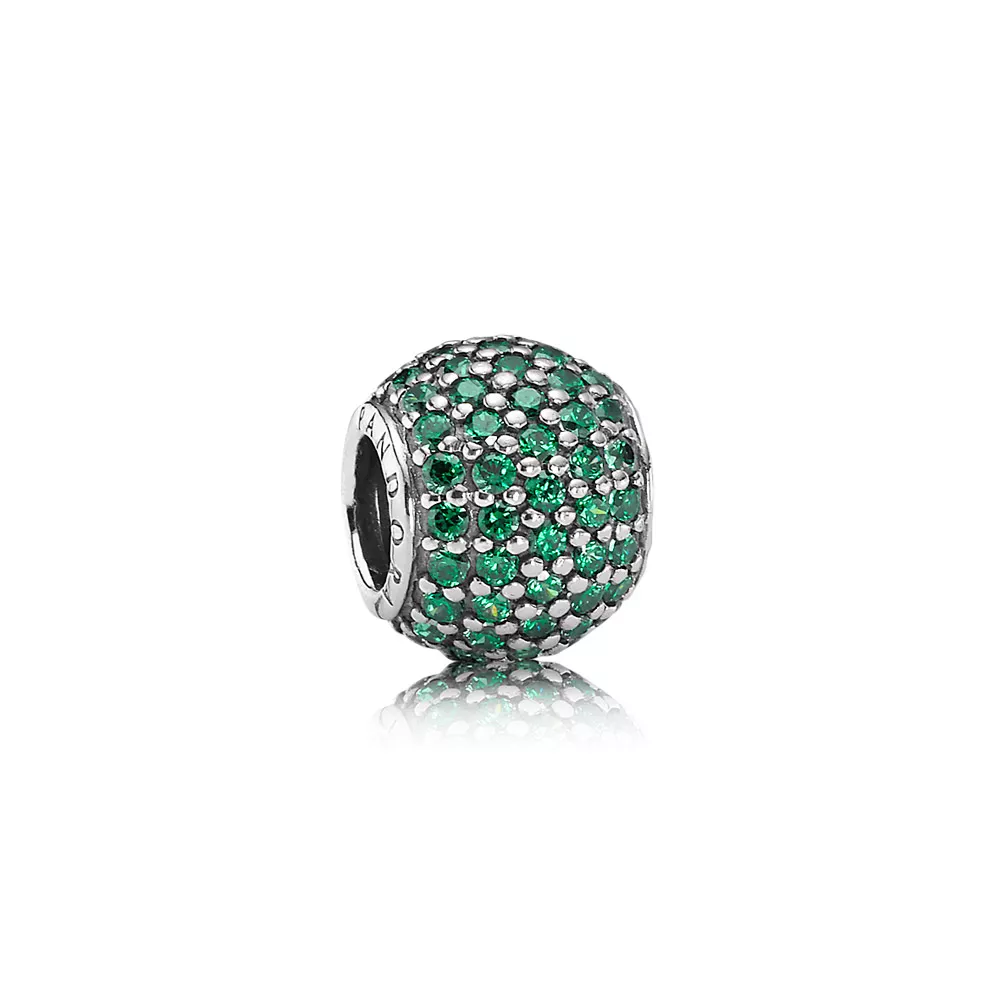 charm pandora de prata e pavê de zircônias verde escuro 791051czn