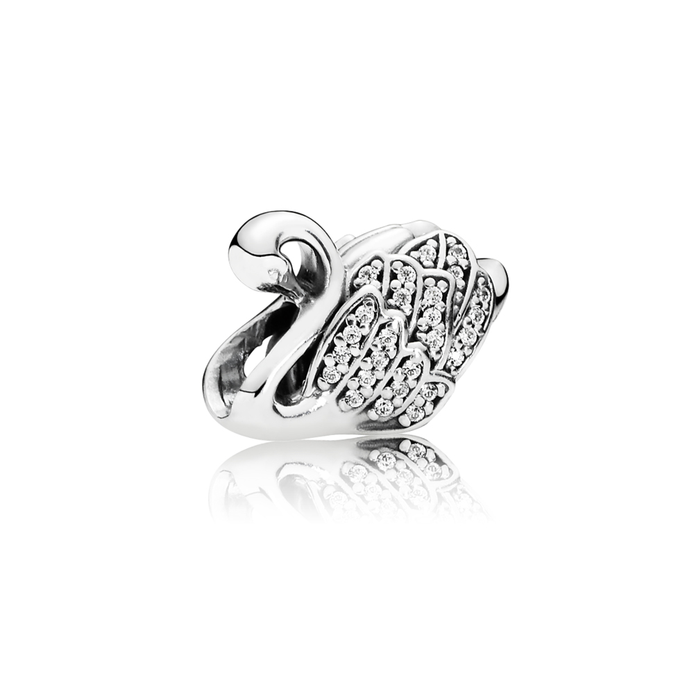 charm pandora de prata elegante cisne 791732cz