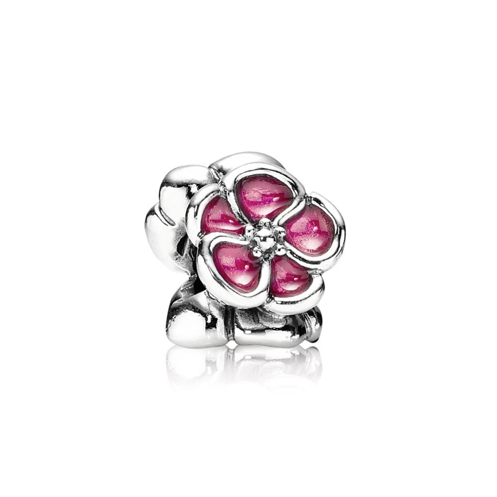 charm pandora de prata esmaltado flor silvestre magenta 790897en07