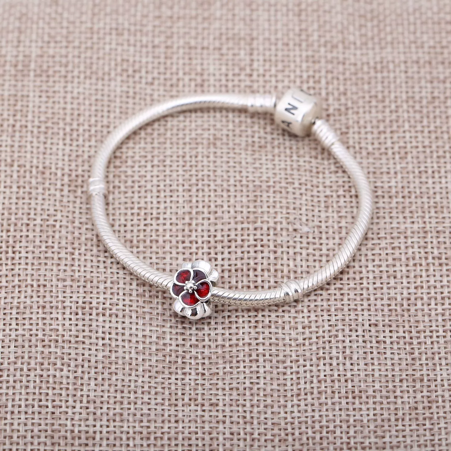 Charm PANDORA de Prata Esmaltado Flor Silvestre Magenta - 790897EN07