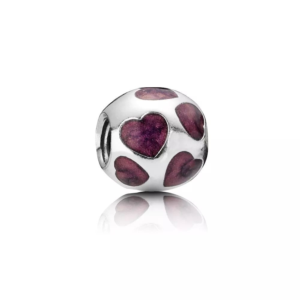 Charm PANDORA de Prata Esmaltado Mini Corações Roxos - 790543EN21