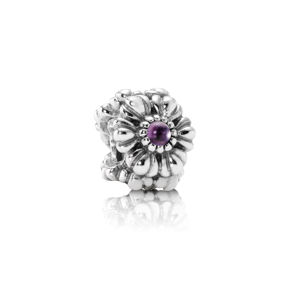charm pandora de prata flor ametista 790580am