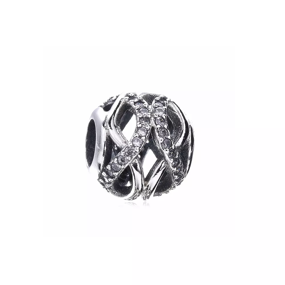 Charm Pandora de prata Galáxia cintilante a céu aberto