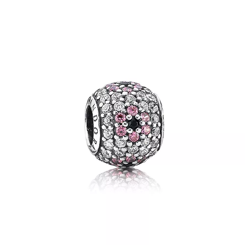 charm pandora de prata pavê de zircônias flor 791129cz