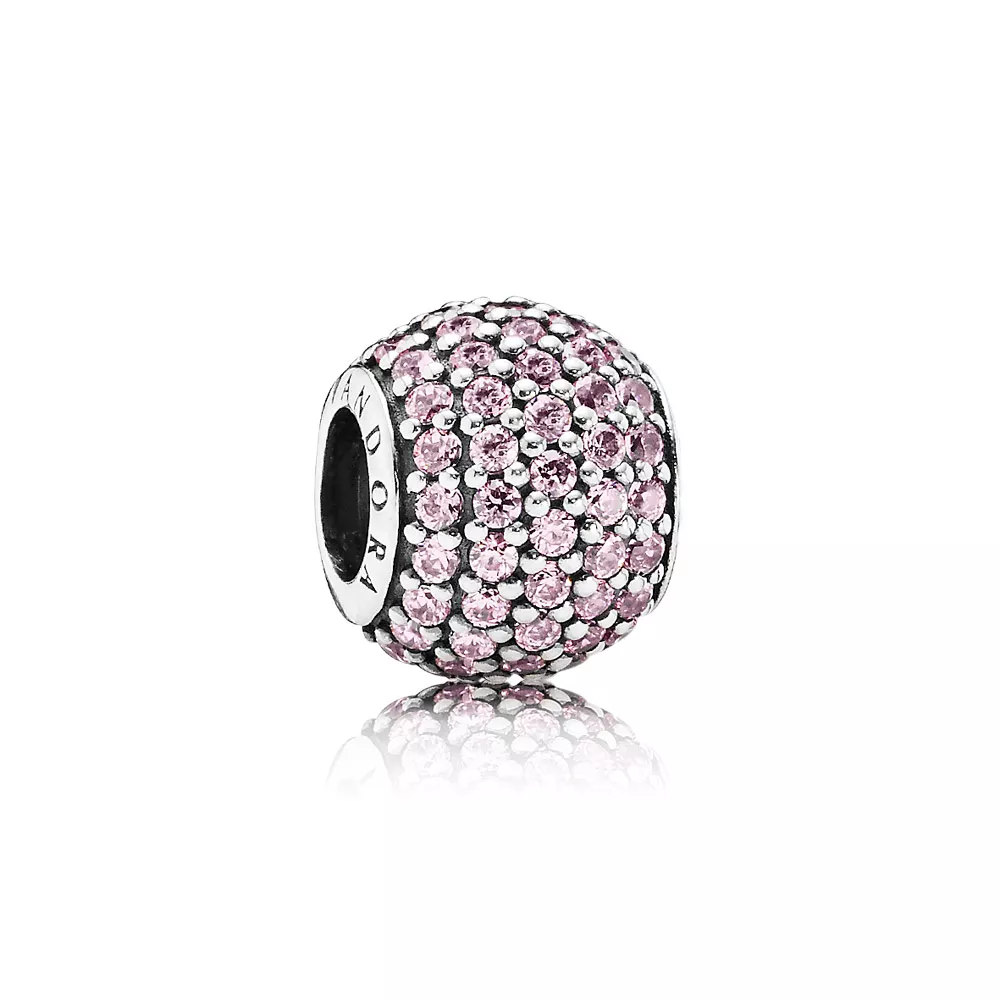charm pandora de prata pavê rosa claro 791051pcz