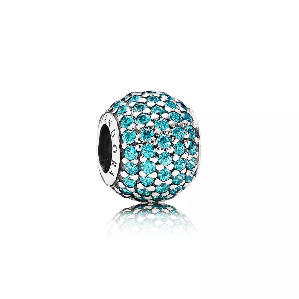 charm pandora de prata pavê verde água 791051mcz