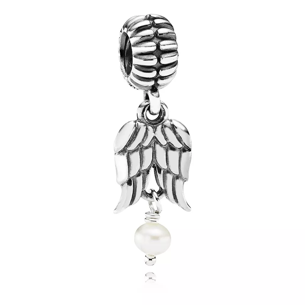 Charm PANDORA de Prata Pendente Asas de Anjo e Pérola - 790975P