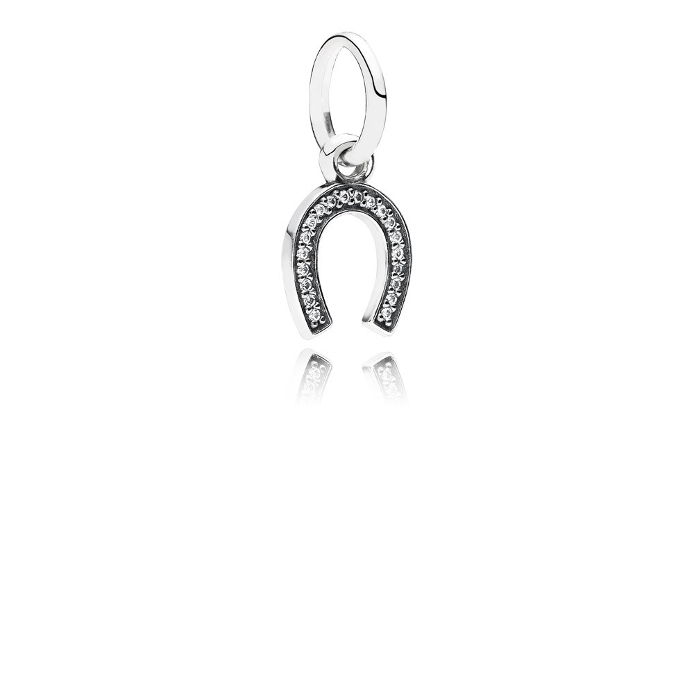 charm pandora de prata pendente brilhante amuleto da sorte 791306cz