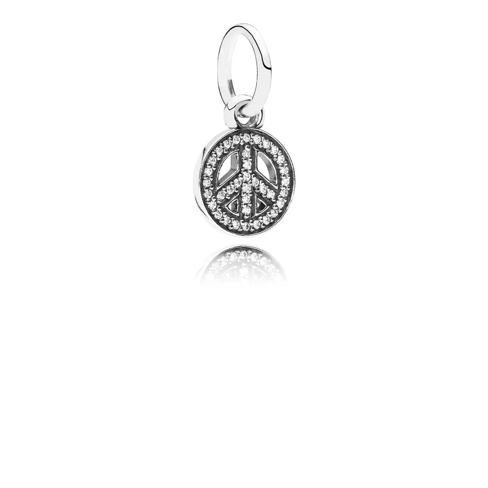charm pandora de prata pendente brilhante paz amor 791308cz