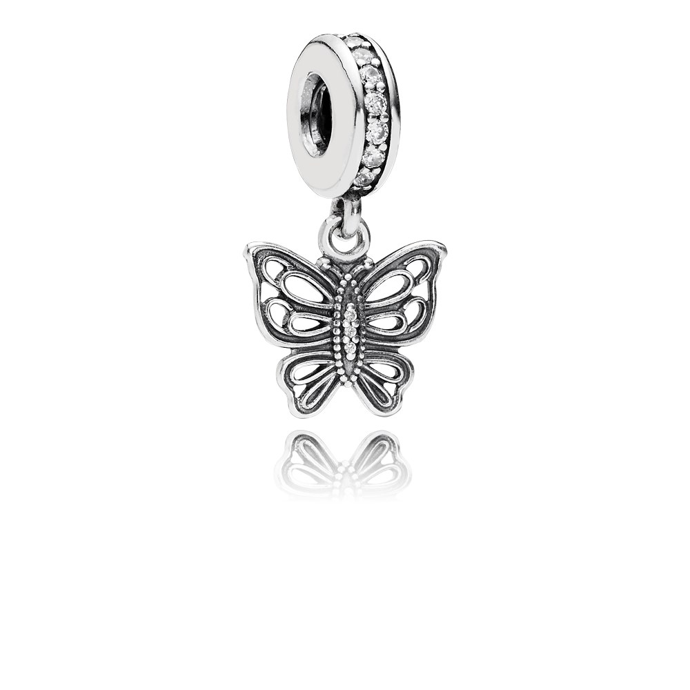 charm pandora de prata pendente delicada borboleta 791255cz