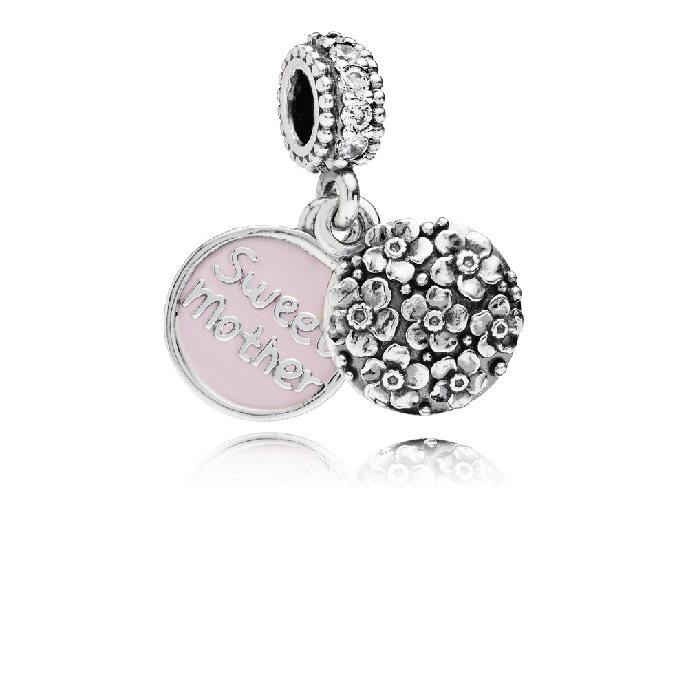 charm pandora de prata pendente esmaltado querida mãe 791285cz