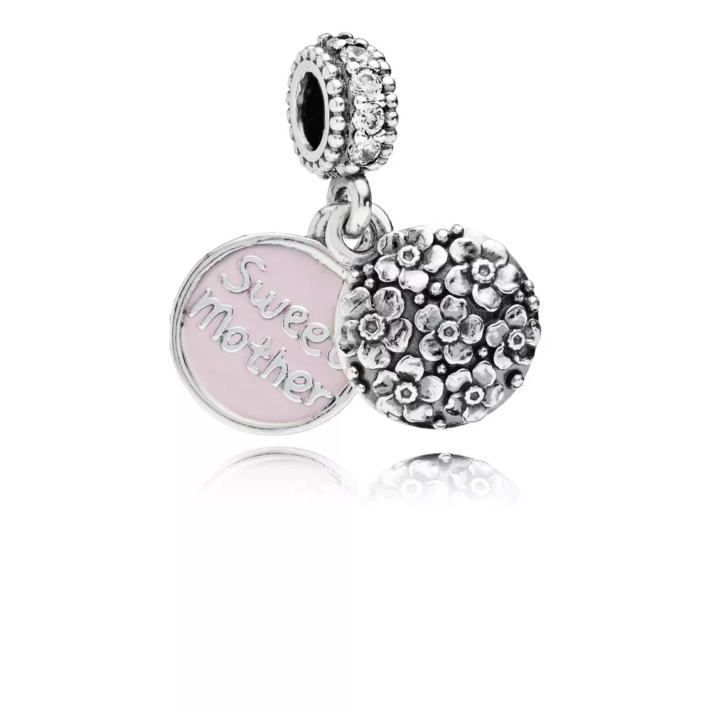 Charm PANDORA de Prata Pendente Esmaltado Querida Mãe - 791285CZ