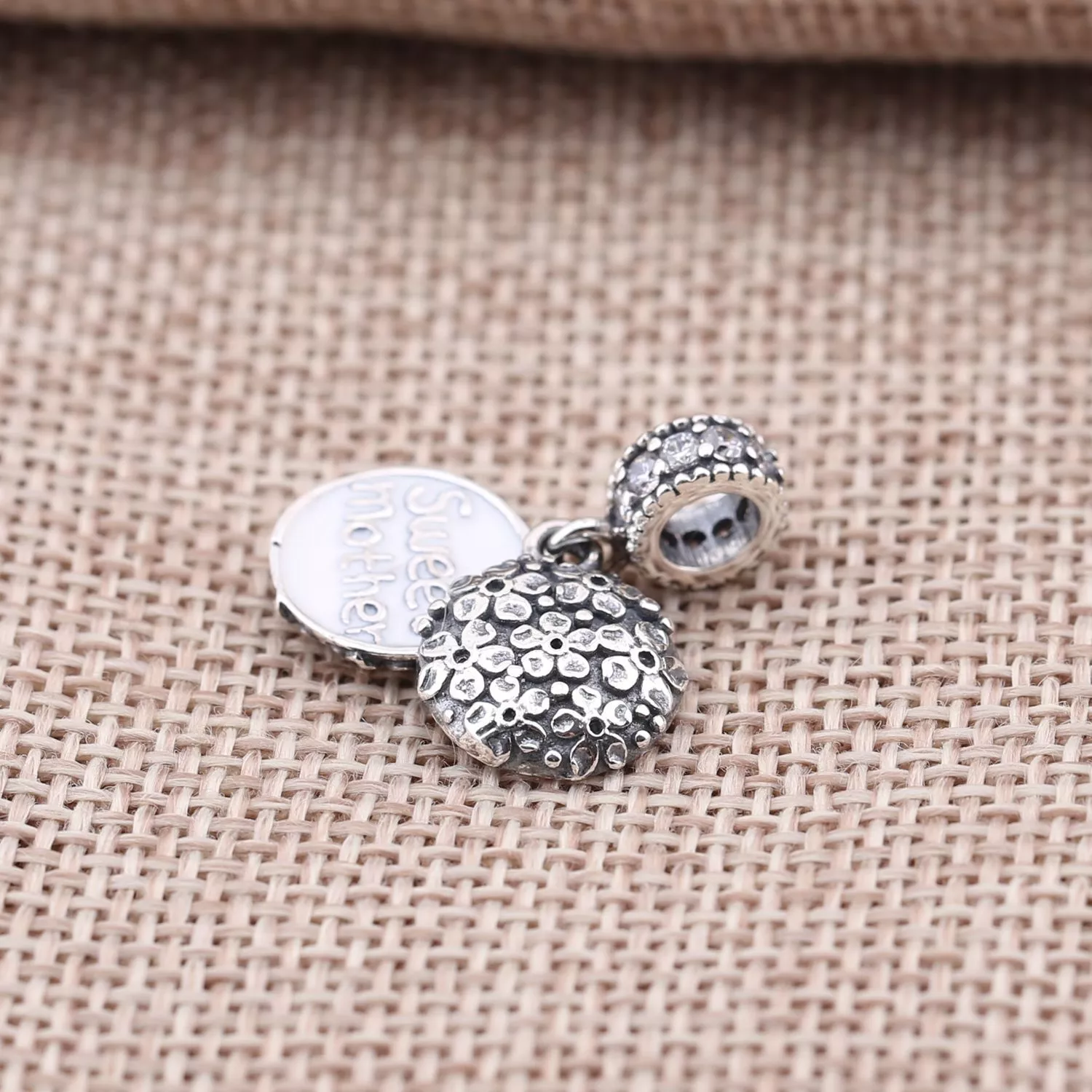 Charm PANDORA de Prata Pendente Esmaltado Querida Mãe - 791285CZ