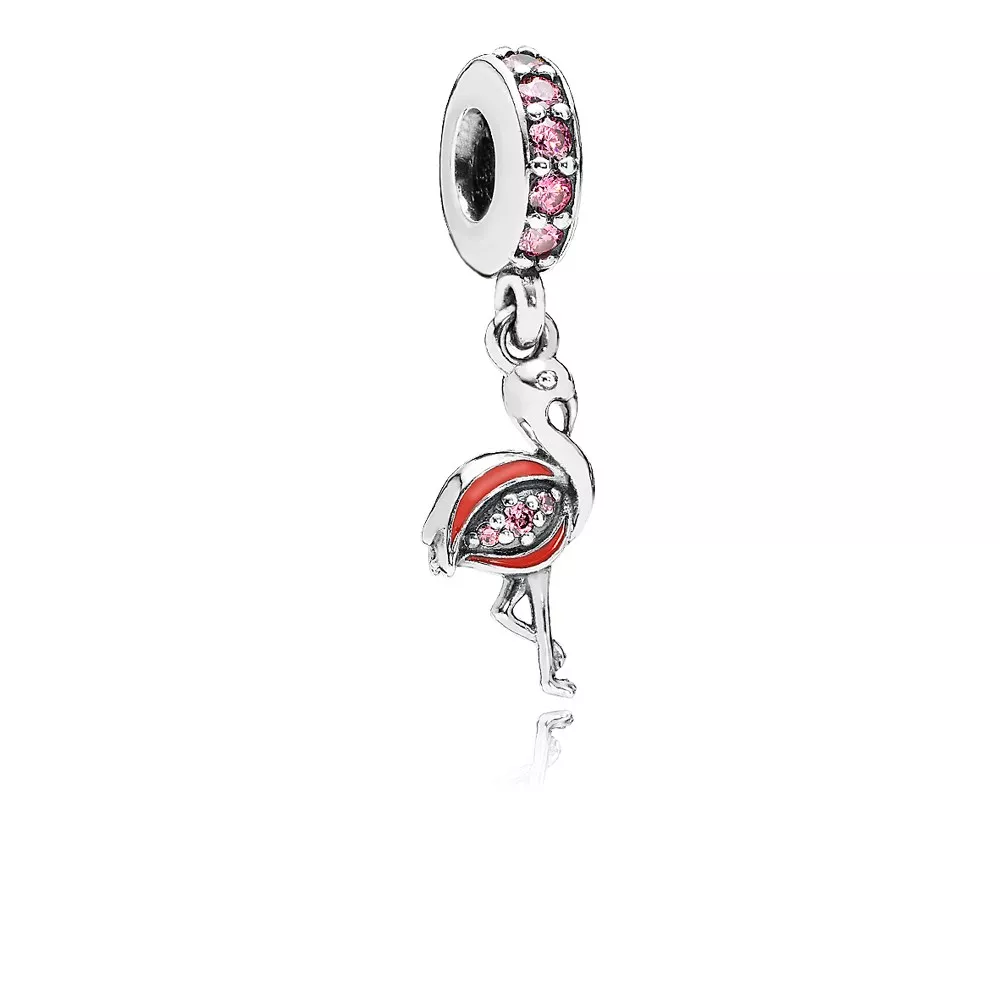charm pandora de prata pendente flamingo 791294czs