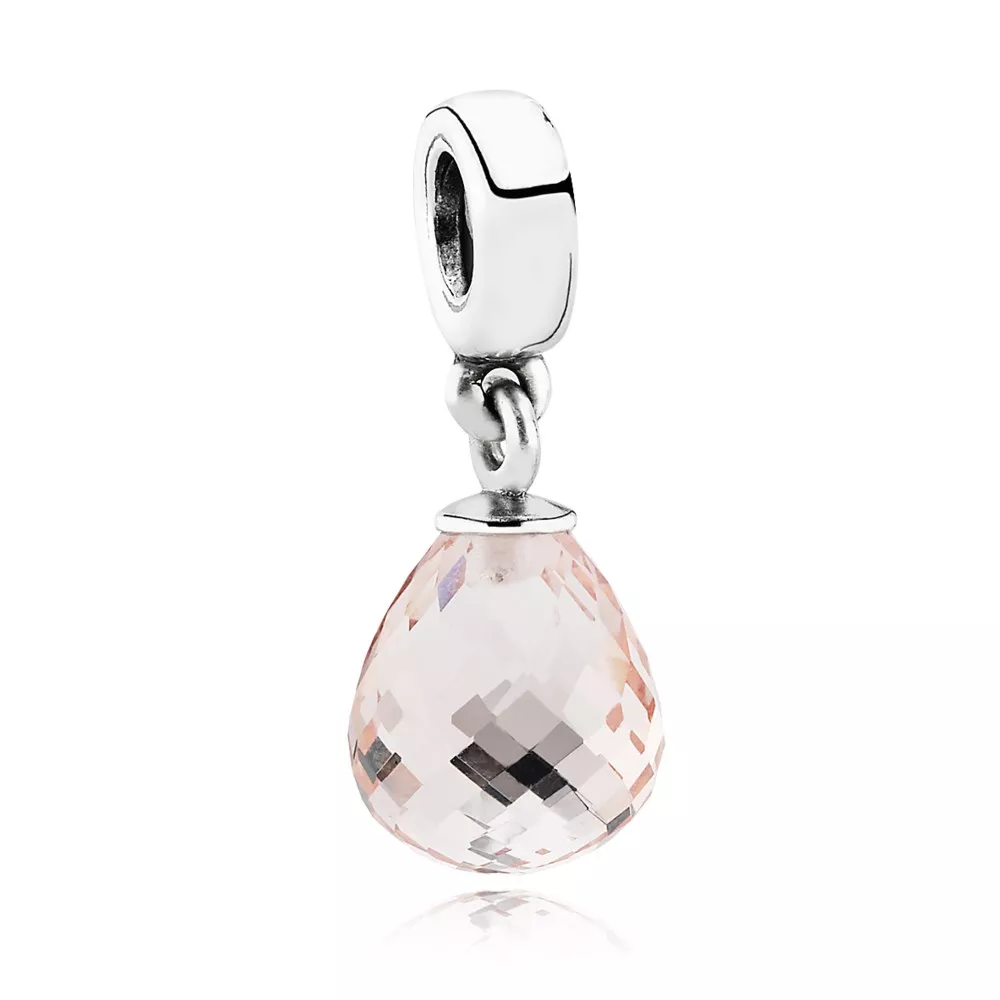 charm pandora de prata pendente murano facetado rosa 791602cpk