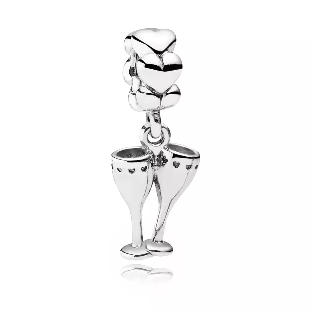 charm pandora de prata pendente taças de champanhe 791150