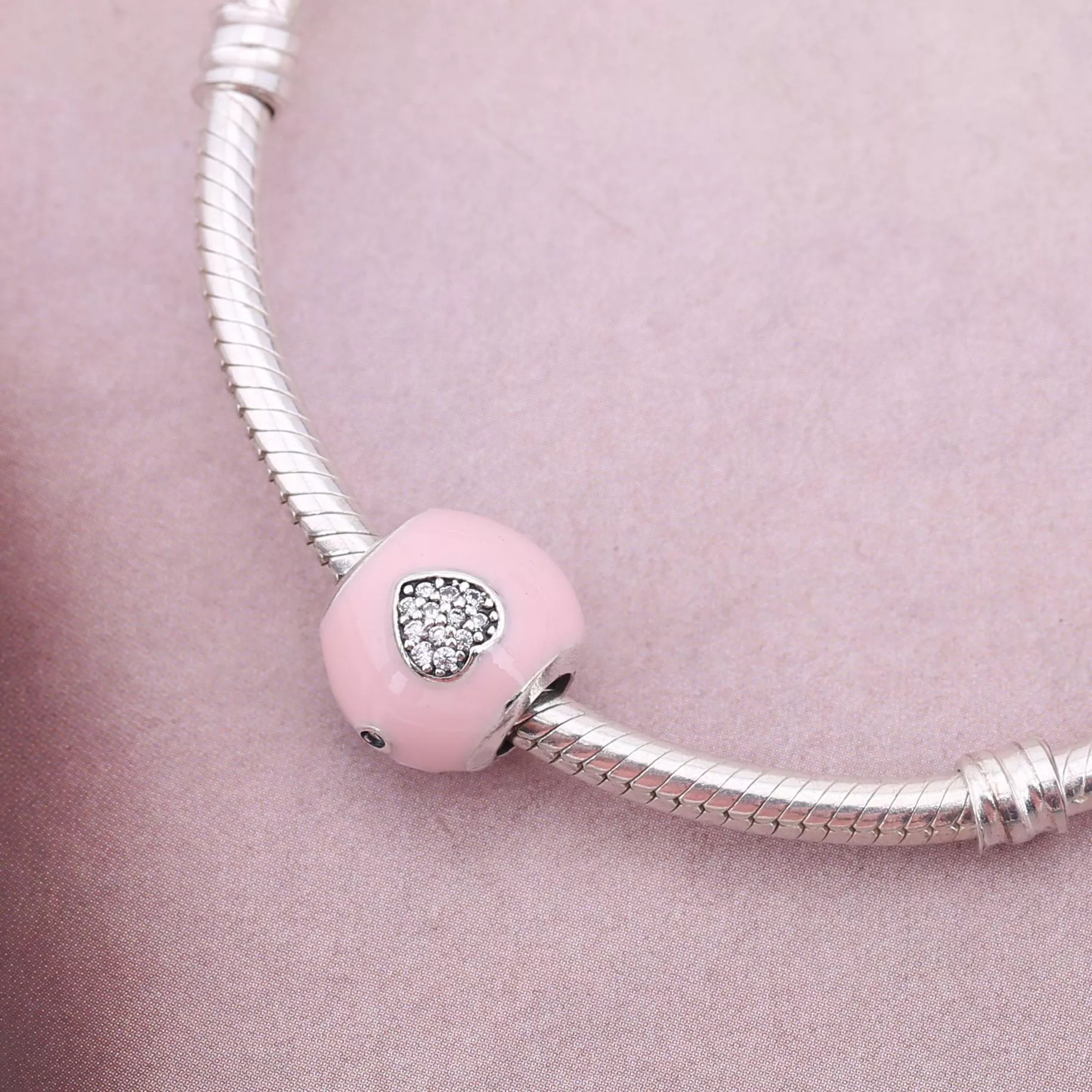 Charm Pandora de prata Rosa eu amo o animal de estimação