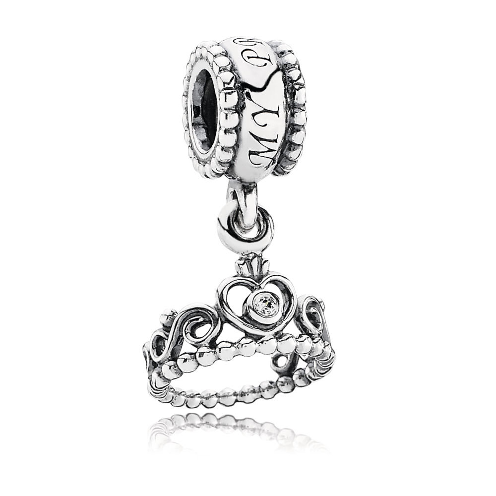 charm pandora de prata tiara de princesa 791117cz