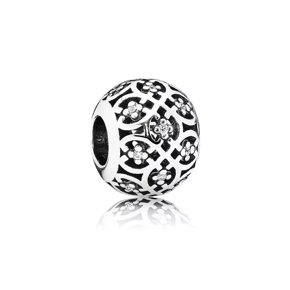 charm pandora de prata vazado brilho da renda 791295cz