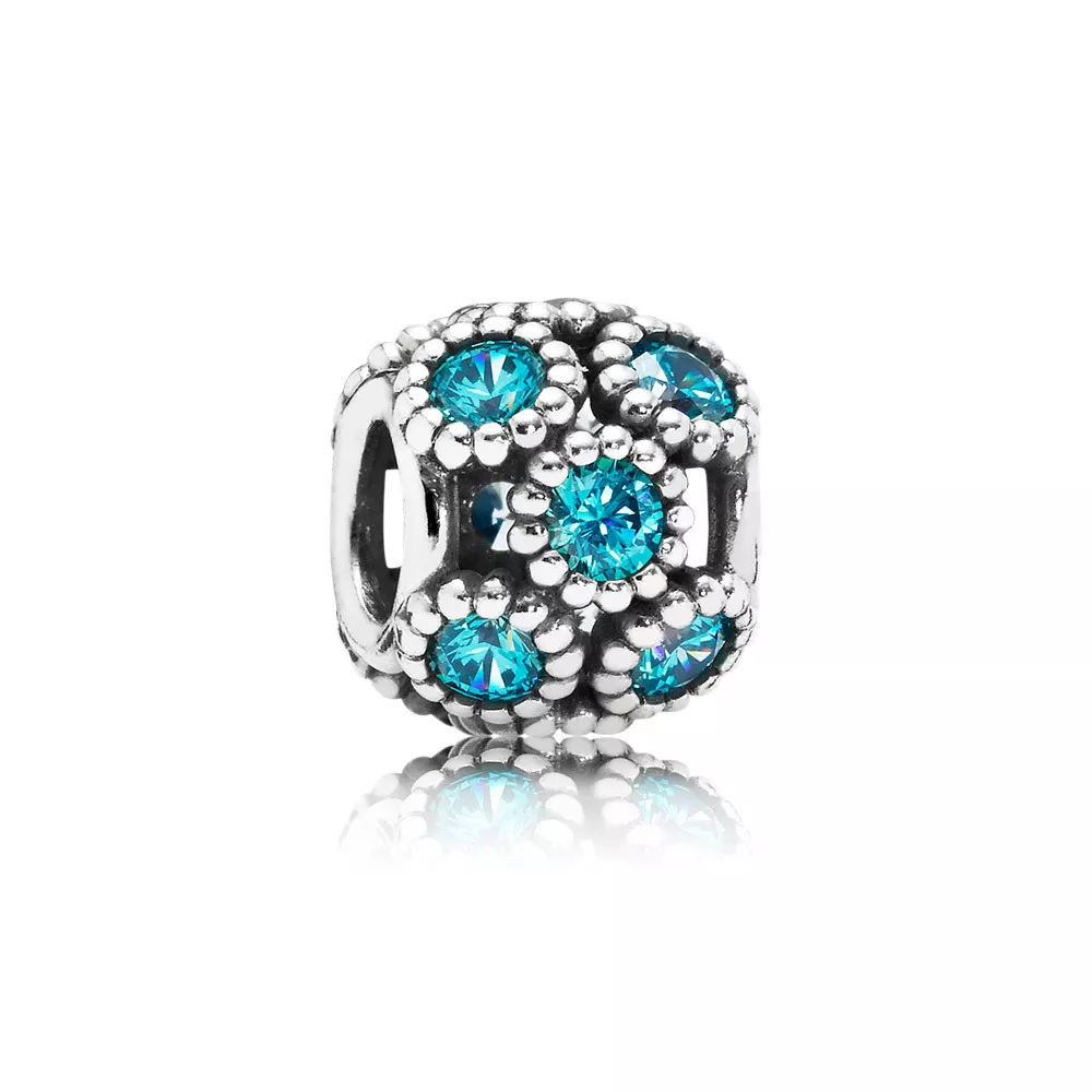 charm pandora de prata vazado brilho verde água 791296mcz