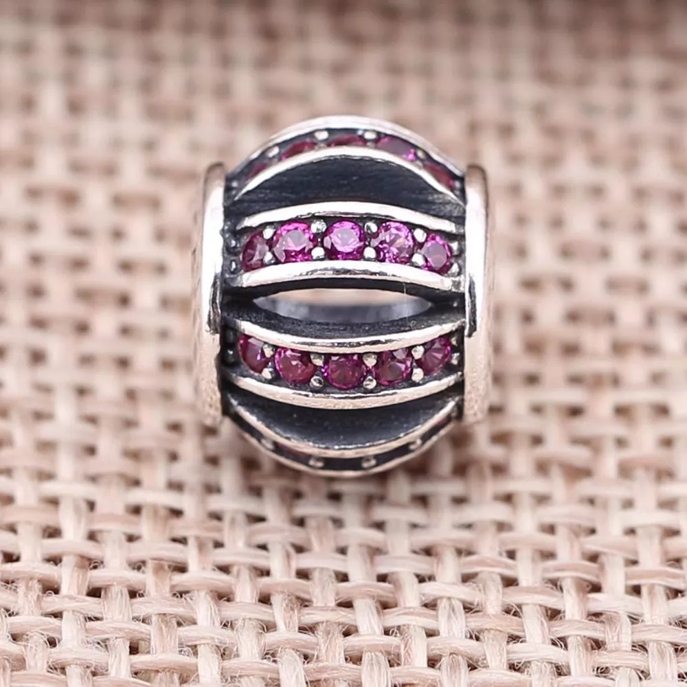 Charm PANDORA de Prata Vazado Pavê Rosa - 791115CZS