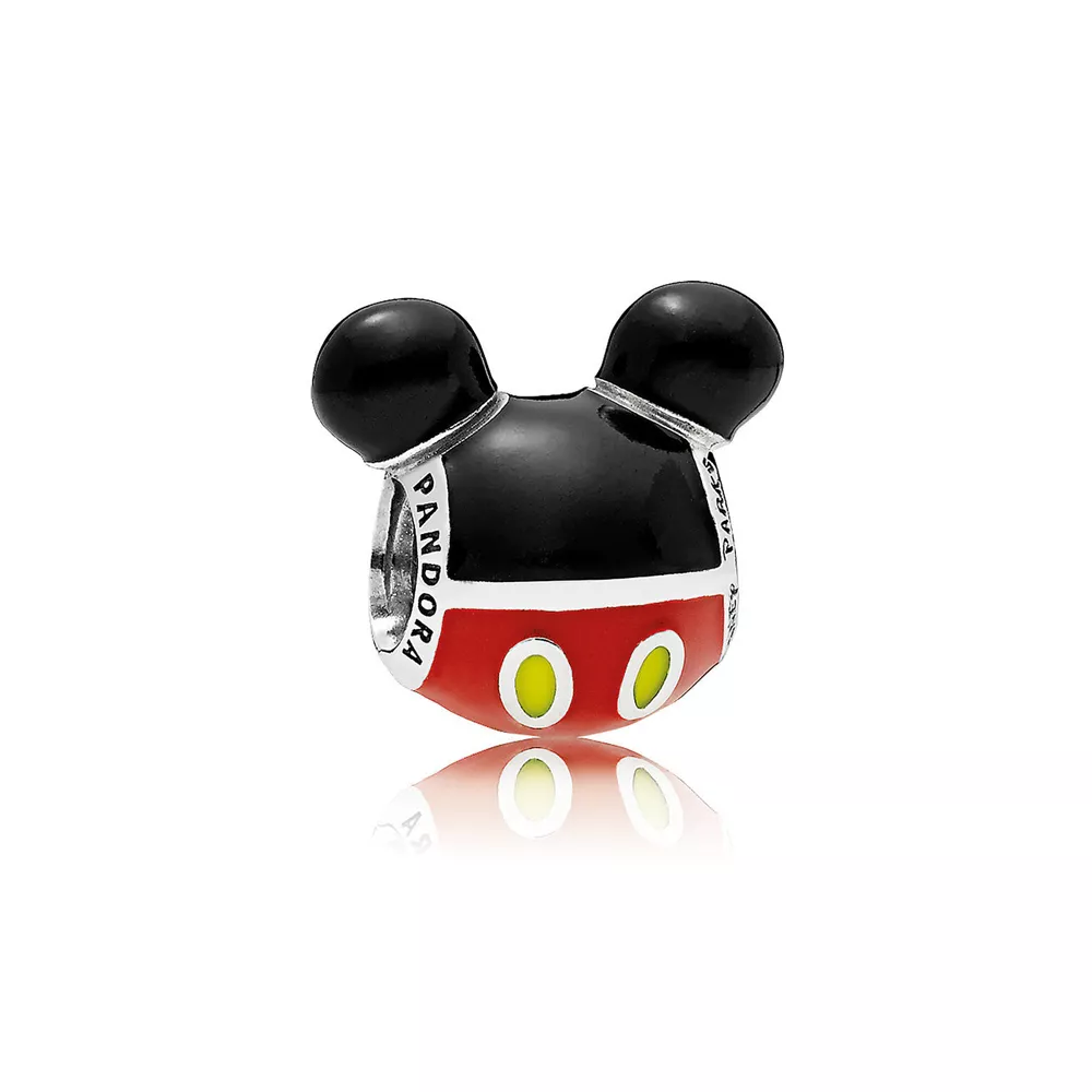 Charm Pandora de prata Ícone de silhueta de Mickey Mouse