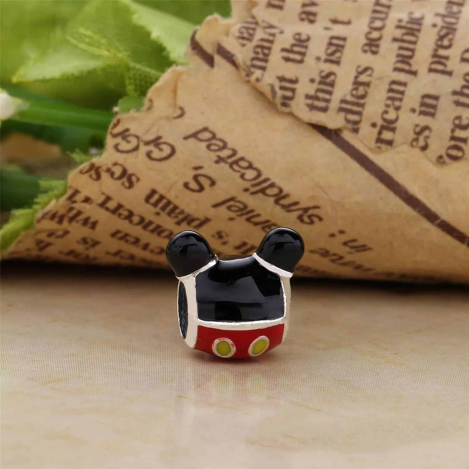 Charm Pandora de prata Ícone de silhueta de Mickey Mouse