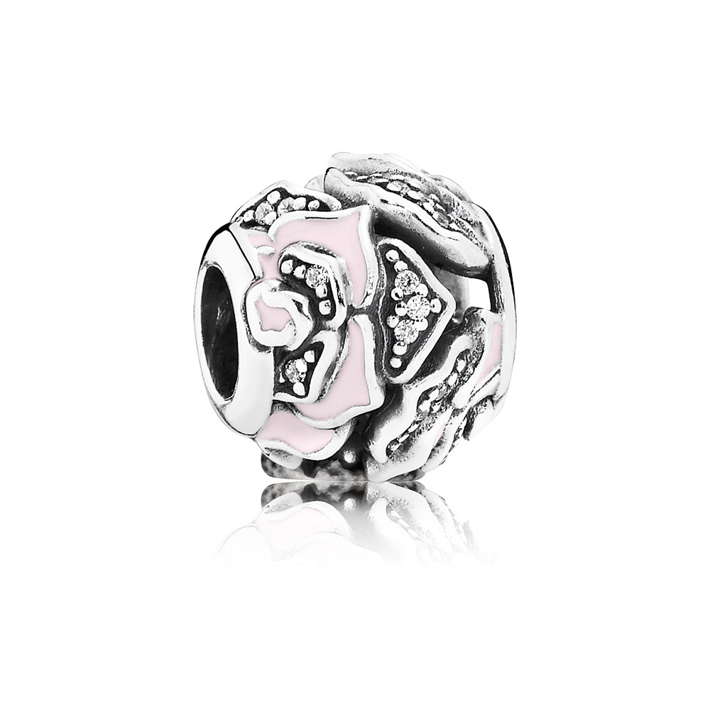 charm pandora delicada flor rosa 791527en40