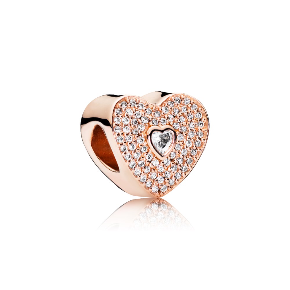 charm pandora rosê elegante coração 781555cz