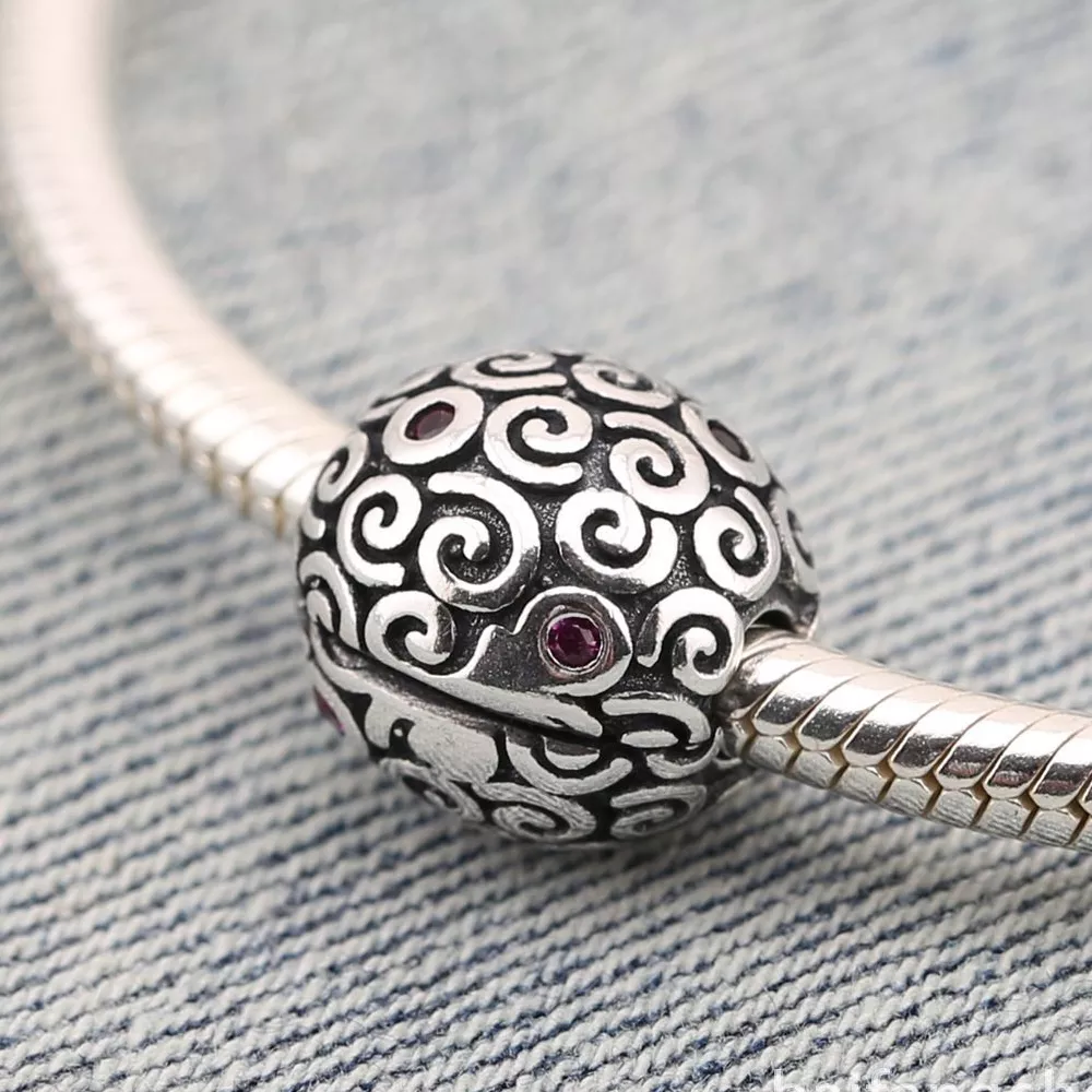 Clipe PANDORA de Arabescos Vermelhos - 790962CZR - Contas