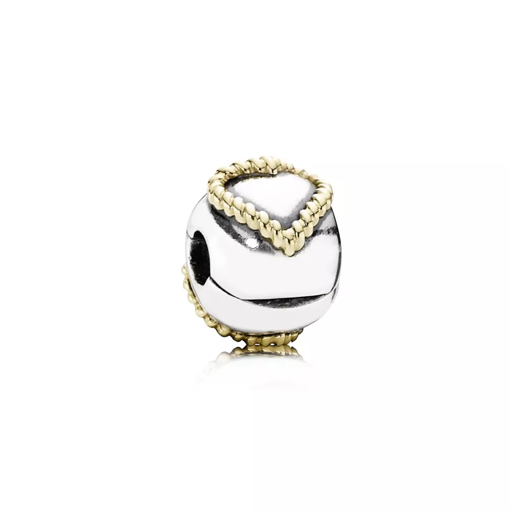 clipe pandora de prata e ouro coração trançado 790599