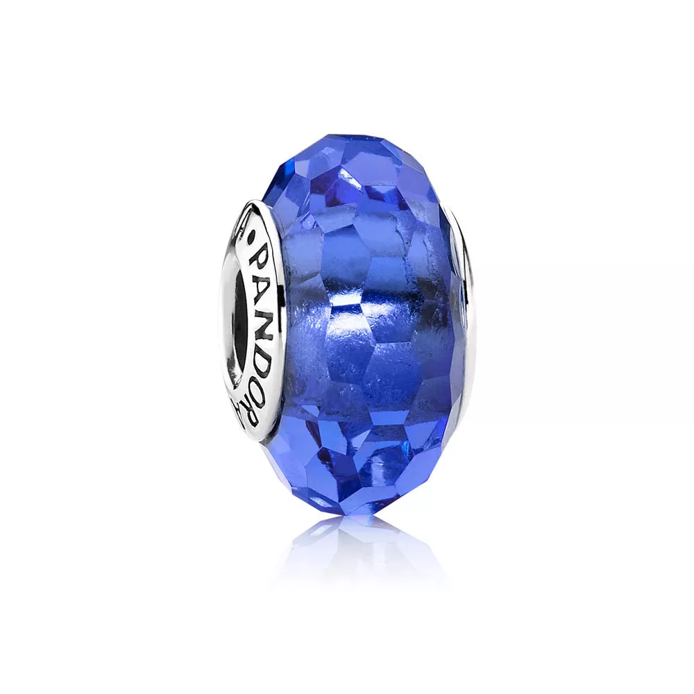 conta pandora vidro murano facetado azul 791067 contas